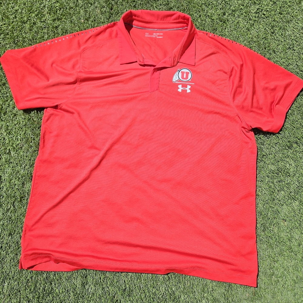 Under Armour Utah Utes 3XL Mens Polo Short Sleeve Shirt Red
